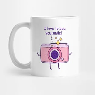 i love to see your smile - camera Mug